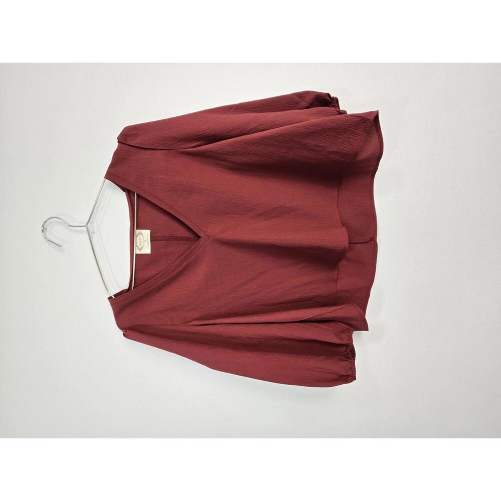 Mia Joy Women’s Burgundy V-Neck Blouse - Medium